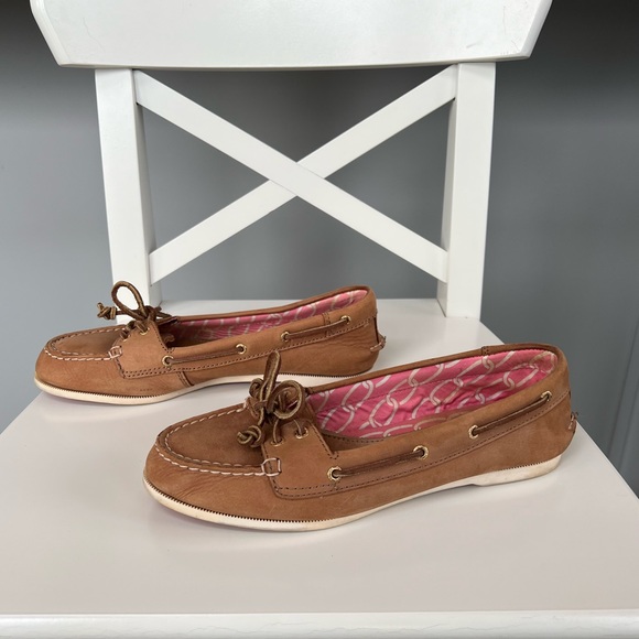 Sperry Top-Sider Camel with Pink Inner Trim and Soles Size 7 - Picture 8 of 9
